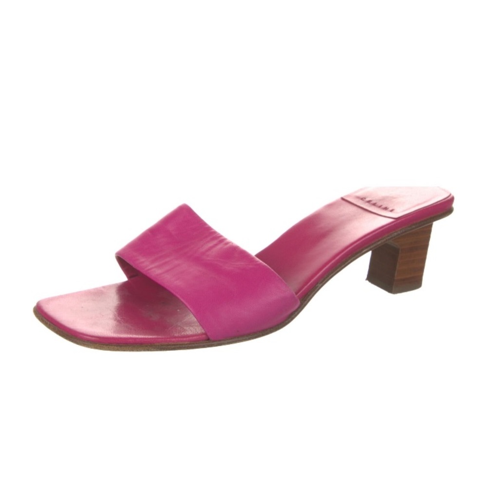 Celine Leather Block Heeled Slides - image 3